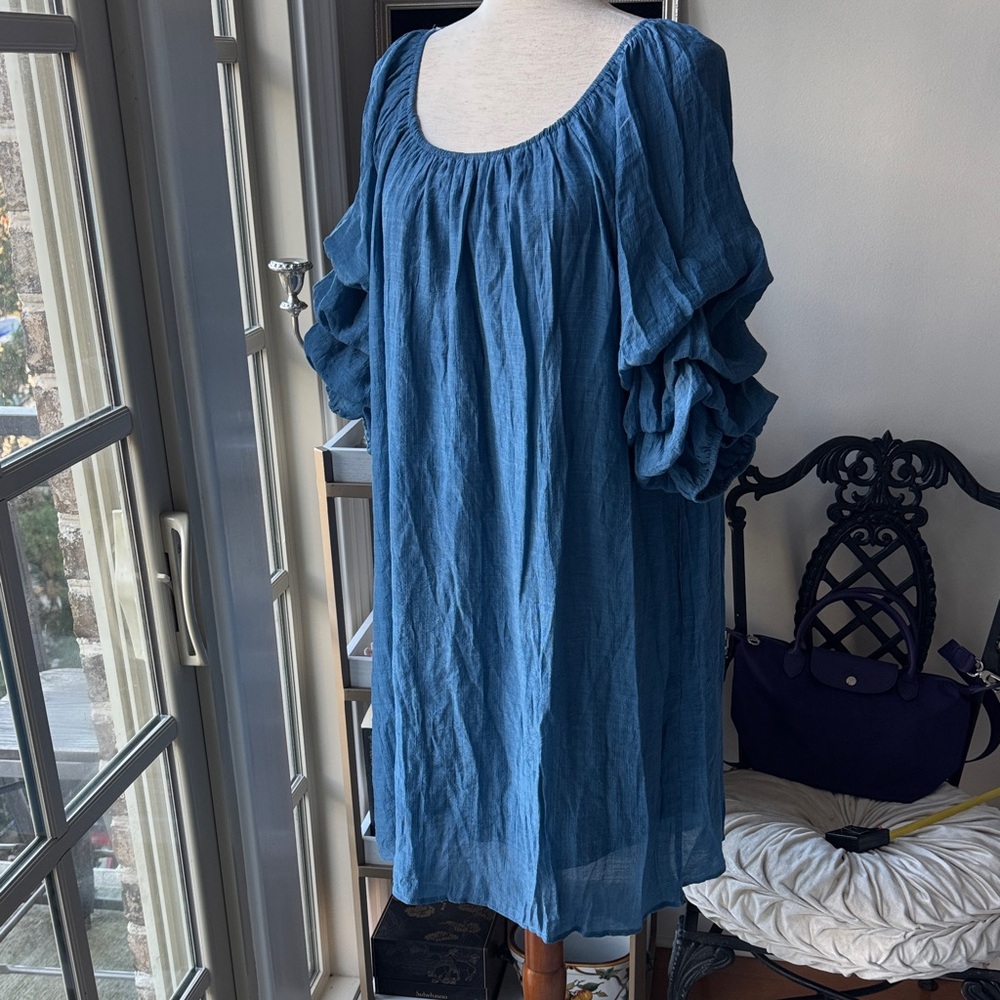 Elegant Long Sleeve Blue Dress